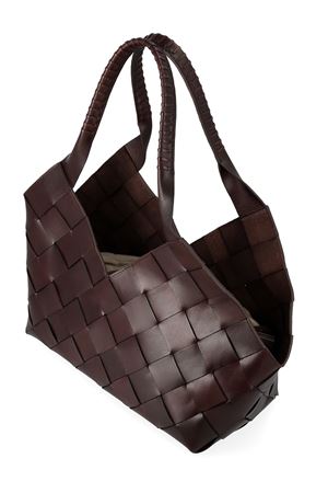 Castello bag in dark brown woven leather DRAGON DIFFUSION | 8111DGS6MATDKBROWN